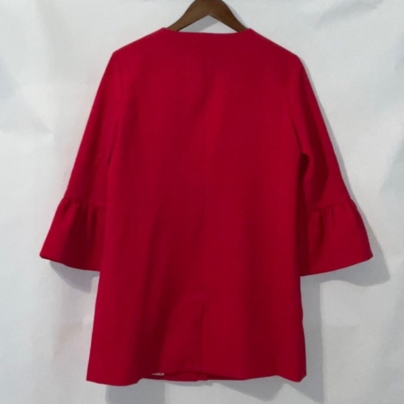 ELLE • Chic Pink Ruffle 3/4 Sleeve Jacket - Picture 4 of 12